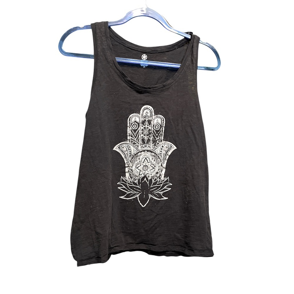 Gaiam Sleeveless "Hand of God" Yoga Top - Size Large (Black/White)